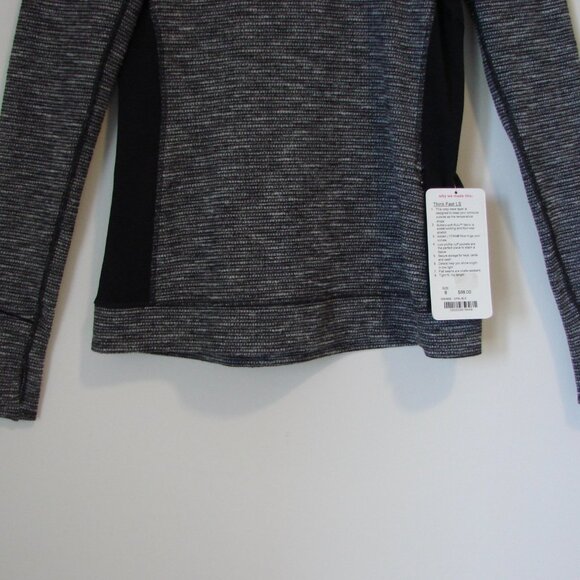 Lululemon Think Fast Long Sleeve Shirt Coco Pique Black Gray Sz 8 BRAND NEW NWT - Picture 13 of 16